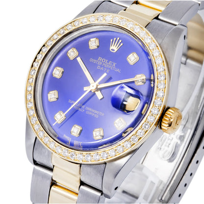 rolex oyster perpetual truetone with blue dial with date