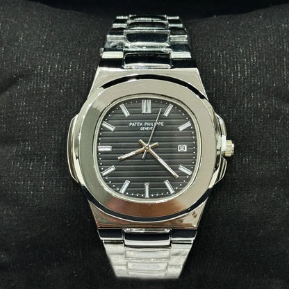 pp silver with black dial with date