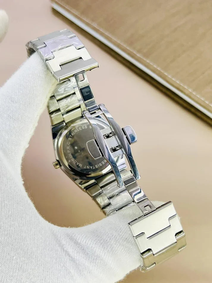 TISSOT PRX BLACK dial with silver chain