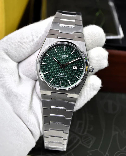 TISSOT PRX Green dial with silver chain