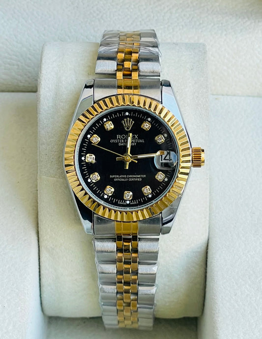 rolex oyster perpetual truetone with black dial with date