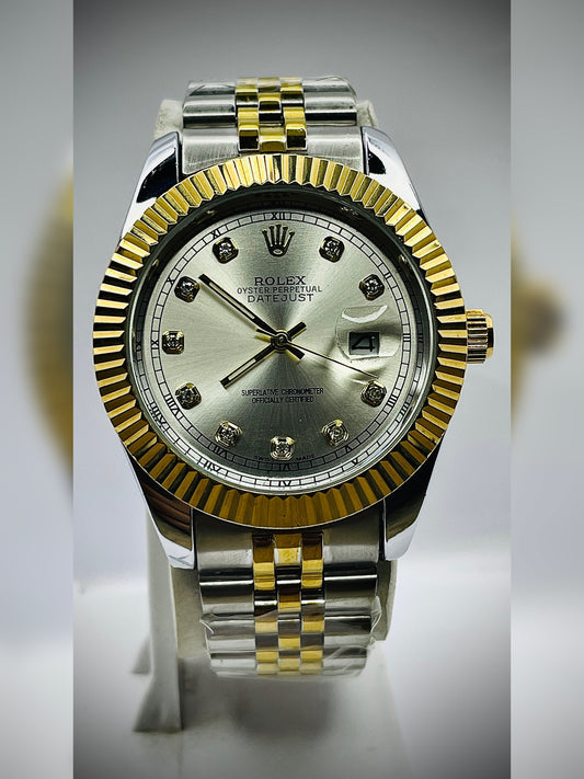 rolex oyster perpetual truetone with white dial with date