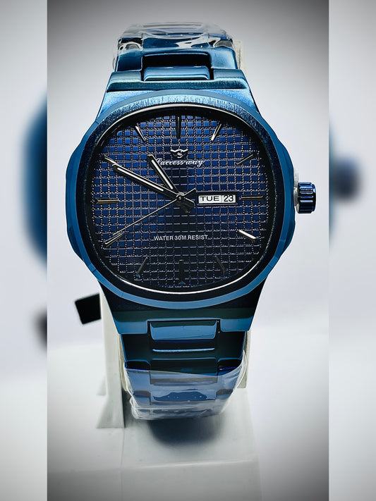 success way blue with blue dial day and date