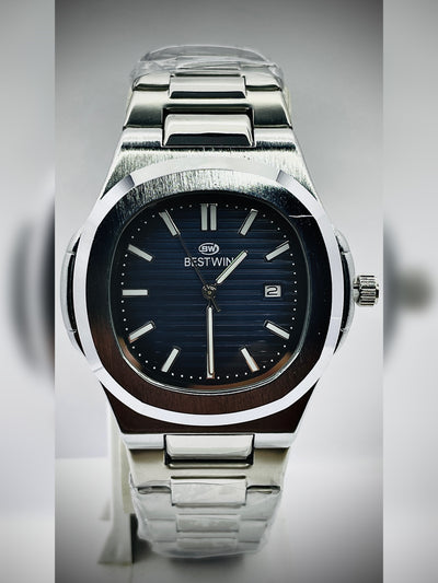 BESTWIN NAUTILUS BLUE DIAL & DATE STEEL WATCH- Square